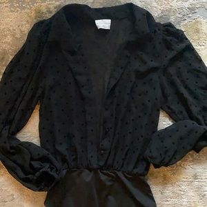 Black polka dot bodysuit